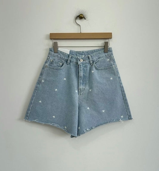 Heart denim shorts